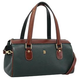 BALLY Handtasche Leder 2way Grün Goldfarben Auth BA15313