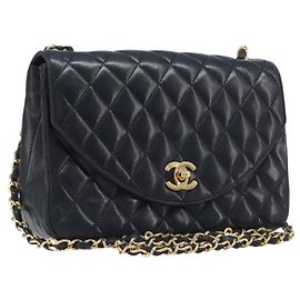 Borsa a tracolla CHANEL Chain Matelasse in pelle d'agnello nera e oro CC Auth yk20836SAM