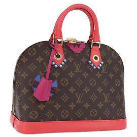 LOUIS VUITTON Monogram Totem Alma PM Hand Bag Red Flamingo LV Auth 199111SAM