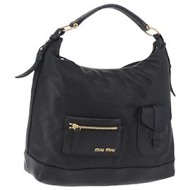 Borsa a tracolla Miu Miu in pelle nera e oro Auth yk20777M