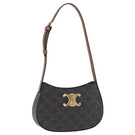 Céline CELINE Triomphe Medium Tilley Bag Borsa a tracolla PVC Black Auth SW2664SAM