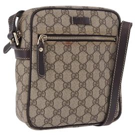 GUCCI GG Supreme Schultertasche PVC Beige Gold 233268 Auth 197812