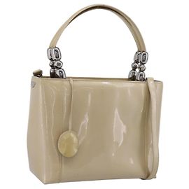 Borsa Christian Dior Maris Pearl Patent 2way Beige Silver Auth ep15732