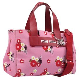 Borsa a Mano Miu Miu Canvas 2way Pink Gold Auth 199590M