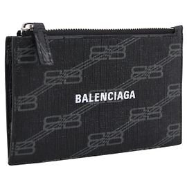 BALENCIAGA Fragment Case PVC Leather Black Silver 640535 Auth am12506M
