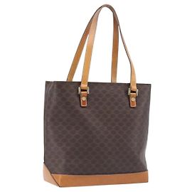 Céline Borsa a mano CELINE Macadam PVC Pelle Marrone Tono Oro Auth ep15786