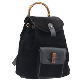 LOUIS VUITTON Zaino Bamboo Suede Black Gold 003 1705 0030 LV Auth BA14987