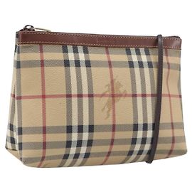 Borsa a tracolla BURBERRY Nova Check PVC Beige Gold Auth 200296