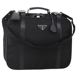 Borsa Boston PRADA Nylon 2way Nero Argento Auth 194414
