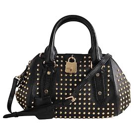 Burberry Prorsum Blaze Studded Bowling Black Leather Shoulder Bag