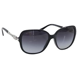 Bulgari Gafas de sol BVLGARI Plástico Negro Plata Auth BA15183