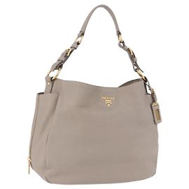Borsa a tracolla PRADA in pelle beige e oro Auth 196638V