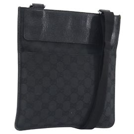Borsa a Tracolla GUCCI GG Canvas Nero Argento 27639 Auth mr2857