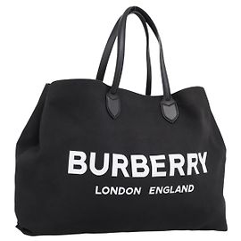 Borsa Tote BURBERRY Canvas Black Silver Auth ka5856V