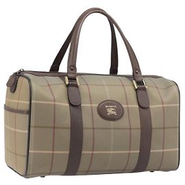 Borsa Boston Burberrys Nova Check Canvas Beige Gold Auth 200886