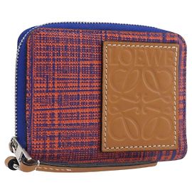 Monedero LOEWE Anagram PVC Leather Orange Silver Auth 200661M