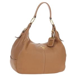 PRADA Schultertasche aus Leder Braun Gold Auth yk20795V