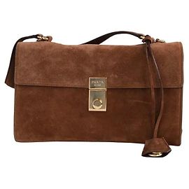 Bolso de hombro Prada Camoscio Medium Soft Sound marrón