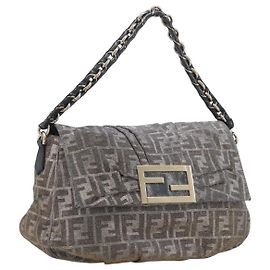 Bolso de hombro FENDI Zucca Canvas Gold Auth 197602V