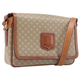 Céline Borsa a tracolla CELINE Macadam PVC Pelle Beige Tono Oro Auth 198545