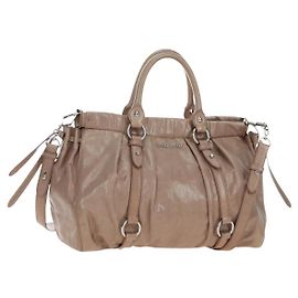 Borsa a mano Miu Miu in pelle 2way Beige Silver Auth yk20870M