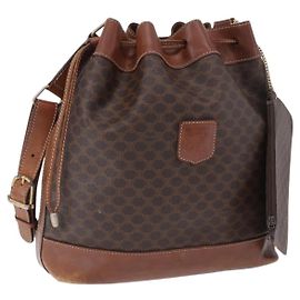 Céline Sac à bandoulière CELINE Macadam Canvas PVC Leather Brown Gold Auth 199612