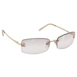 Gafas de sol CHANEL metal Gold CC Auth yk20749M