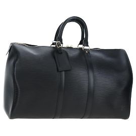 LOUIS VUITTON Epi Keepall 45 Boston Bag Black M42972 LV Auth 196925V