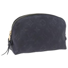 LOUIS VUITTON Monogram Empreinte Pochette Cosmetic PM Navy M69413 LV Auth ka5873