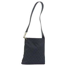 Borsa a tracolla GUCCI GG Canvas Nera Tono Oro 91761 Auth 198480A