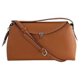 Totême T-Lock Schultertasche aus Leder camel