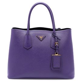 Borsa Double Satchel Prada Medium in Pelle Saffiano Viola