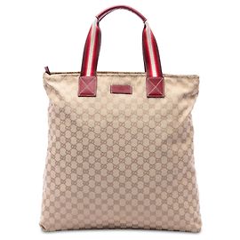 Beige Gucci GG Canvas Web Vertical Tote