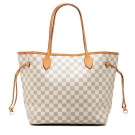 Borsa Tote Louis Vuitton Neverfull MM Damier Azur Bianca