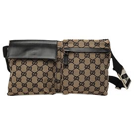 Bolso cinturón Gucci GG Canvas beige con doble bolsillo