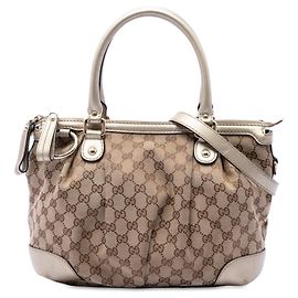 Borsa Satchel Gucci GG Canvas Sukey Beige