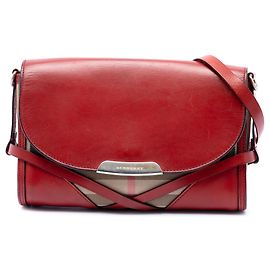 Borsa a tracolla Bridle Abbott in pelle e tela House Check rossa Burberry