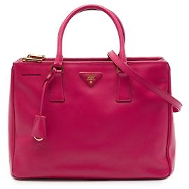 Prada Medium Saffiano Lux Galleria Double Zip Tote Satchel Rosa