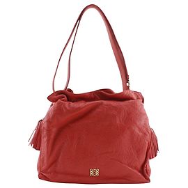 Borsa a tracolla Flamenco con nappa goffrata rossa e nappe LOEWE