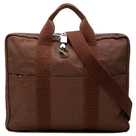 Borsa business Hermès Herline Porte Documents in tela marrone