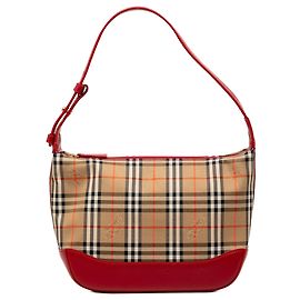 Borsa a tracolla Burberry Haymarket Check in tela rossa