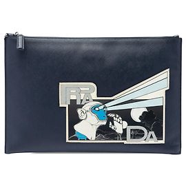 Clutch Prada Saffiano Monkey Robot Blu