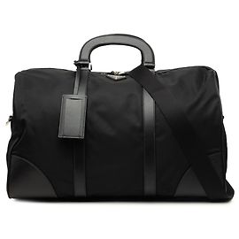 Borsa da viaggio Prada in Tessuto con rifiniture in Saffiano nera
