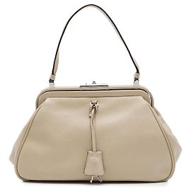 Borsa Prada Goatskin Madras Cerniera Frame Beige