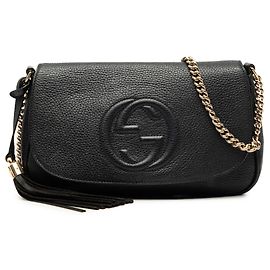 Borsa a tracolla Soho Chain Gucci Medium in pelle di vitello nera