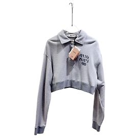 Miu Miu Kapuzenpullover Grau Baumwolle XS