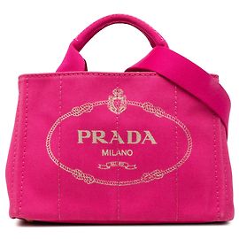 Borsa Tote Satchel Prada Small Canvas Canapa Logo Rosa