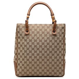 Gucci GG Canvas Bamboo Tote beige