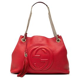 Borsa Tote Soho Chain Gucci Medium in pelle di vitello rossa