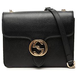 Bolso bandolera Gucci Small Dollar Calfskin Interlocking G negro